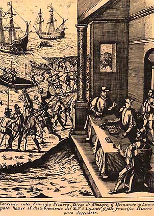 Francisco Pizarro verbndet sich mit Diego de Almagro